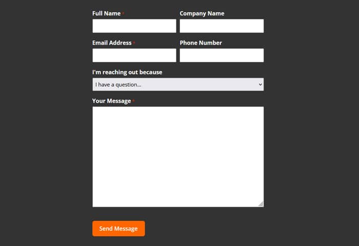 An example website contact form from the Constructive Visual website